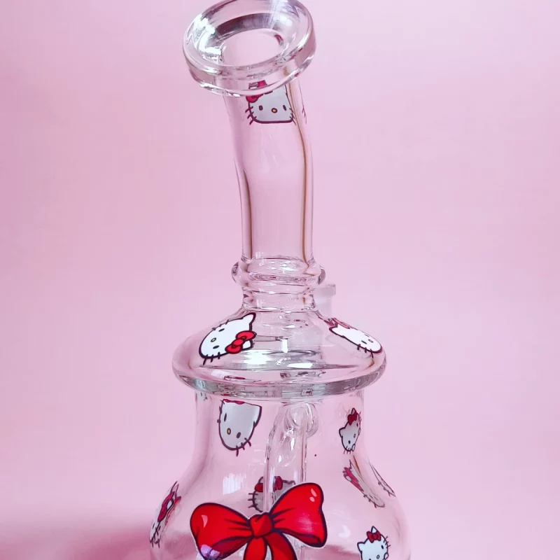 7.5" Hello Kitty Glass Bong with Red Kitty Heads