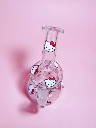 7.5" Hello Kitty Glass Bong with Red Kitty Heads