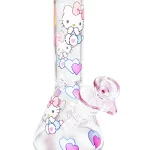 8" Hello Kitty Icy First Love Blue & Pink Beaker Glass Bong