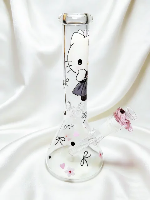 10″ Hello Kitty Lolita Lace Vintage Beaker Glass Bong 10" Hello Kitty Lolita Lace Vintage Beaker Glass Bong