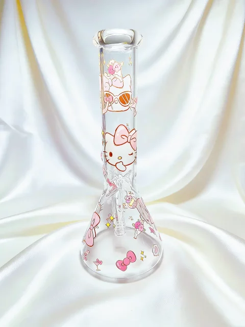 10″ Hello Kitty Modern Party Beaker Glass Bong 10" Hello Kitty Modern Party Beaker Glass Bong