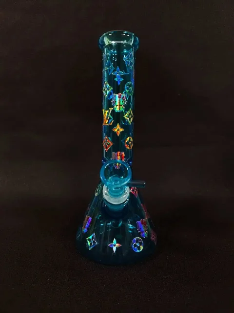 Hello Kitty LV Monogram Iridescent Beaker Glass Bong Hello Kitty LV Monogram Iridescent Beaker Glass Bong
