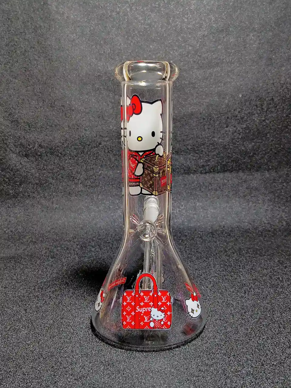 Hello Kitty LV Supreme Monogram Travel Bag Red Box Logo Borosilicate Glass Beaker Bong