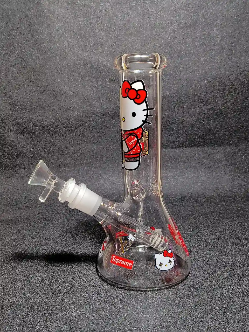 Hello Kitty LV Supreme Monogram Travel Bag Red Box Logo Borosilicate Glass Beaker Bong