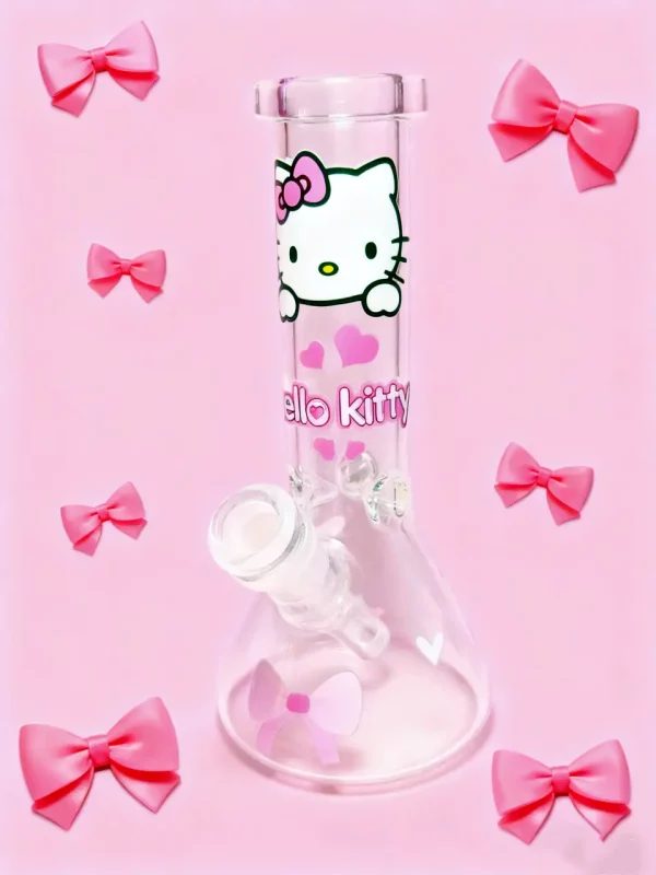 8" Hello Kitty Pink Love Glass Beaker Bong