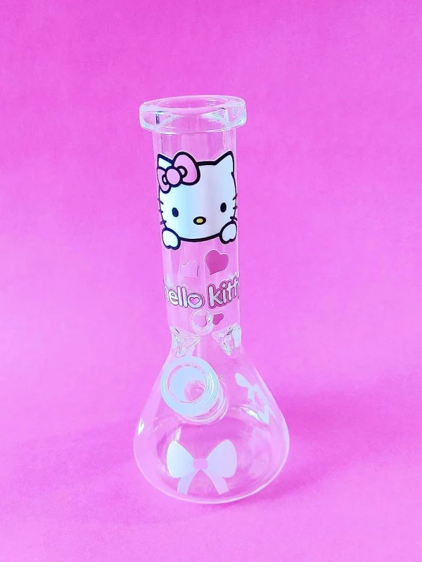 8" Hello Kitty Pink Love Glass Beaker Bong