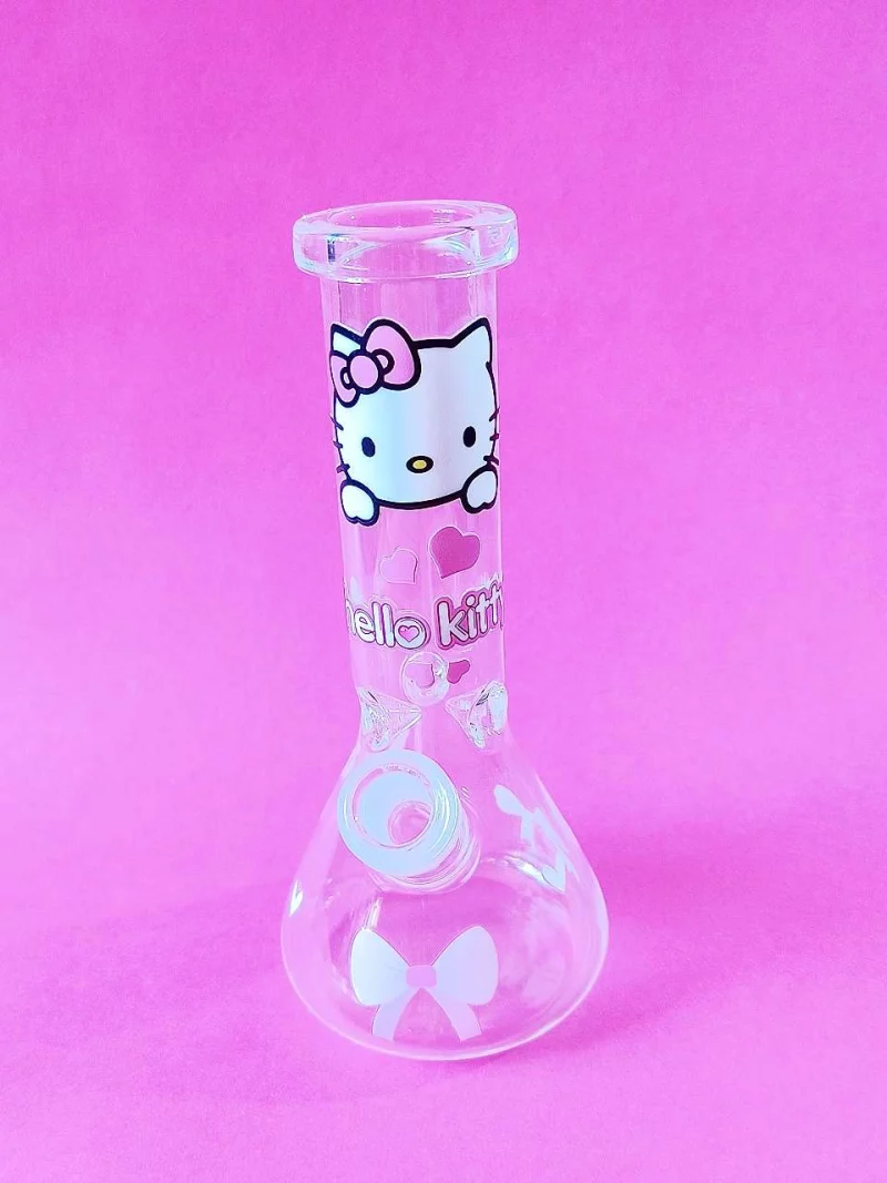 8" Hello Kitty Pink Love Glass Beaker Bong