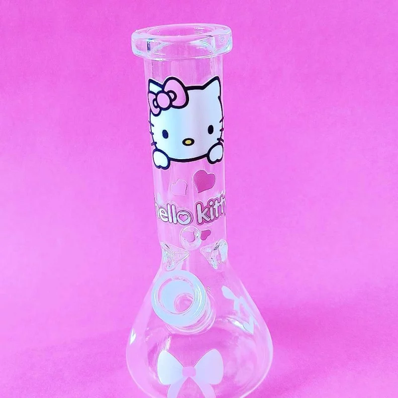 8" Hello Kitty Pink Love Glass Beaker Bong