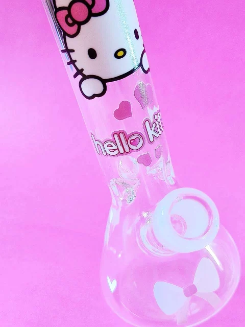 8" Hello Kitty Pink Love Glass Beaker Bong