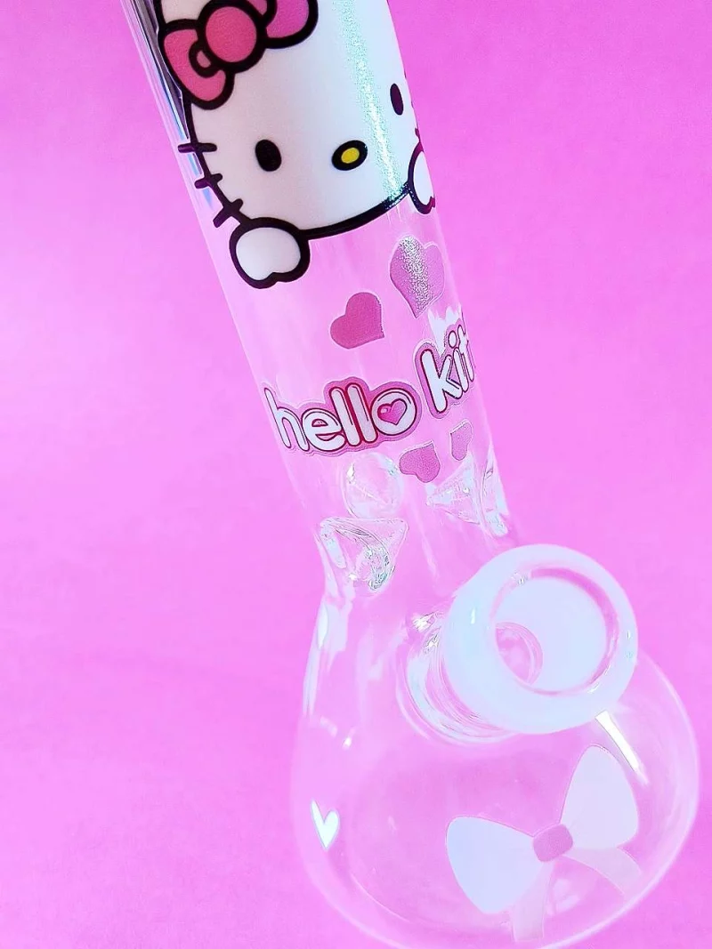 8" Hello Kitty Pink Love Glass Beaker Bong