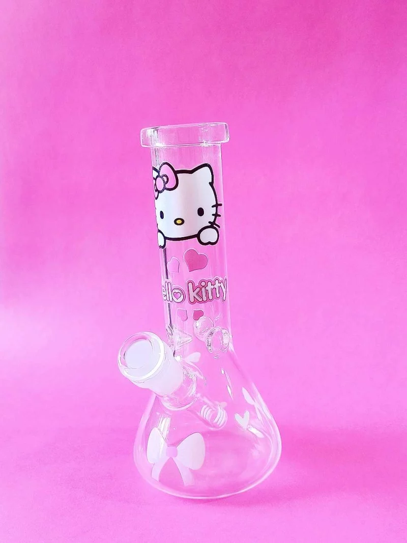 8" Hello Kitty Pink Love Glass Beaker Bong