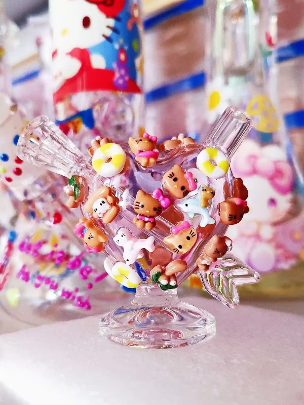 2.7" Hello Kitty Pink Mini Heart Bubbler
