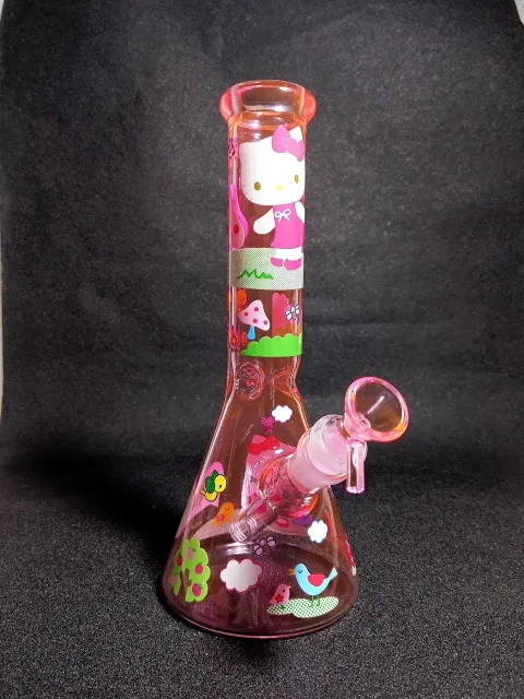 Hello Kitty Sanrio Pink Mushroom Garden Beaker Glass Bong
