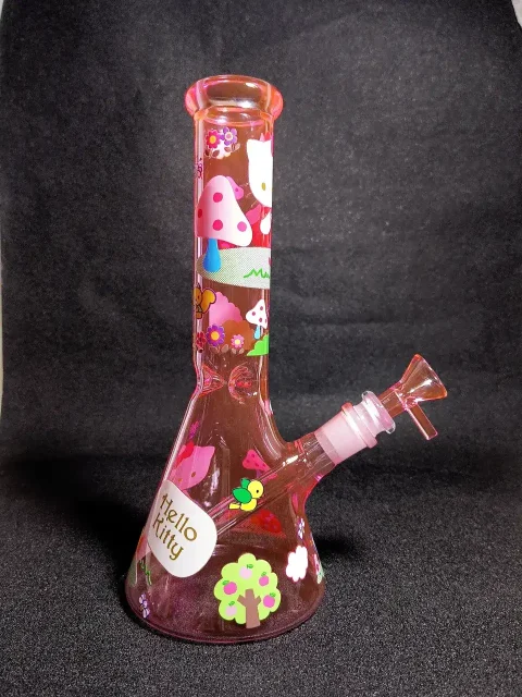 Hello Kitty Sanrio Pink Mushroom Garden Beaker Glass Bong Hello Kitty Sanrio Pink Mushroom Garden Beaker Glass Bong
