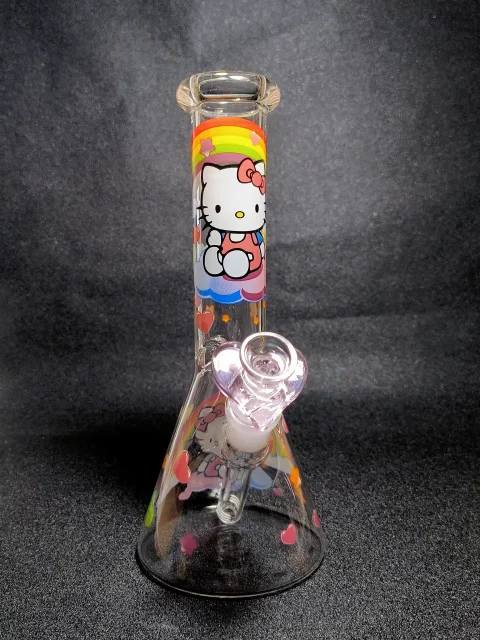 Hello Kitty Sanrio Rainbow Cloud Heart Beaker Glass Bong