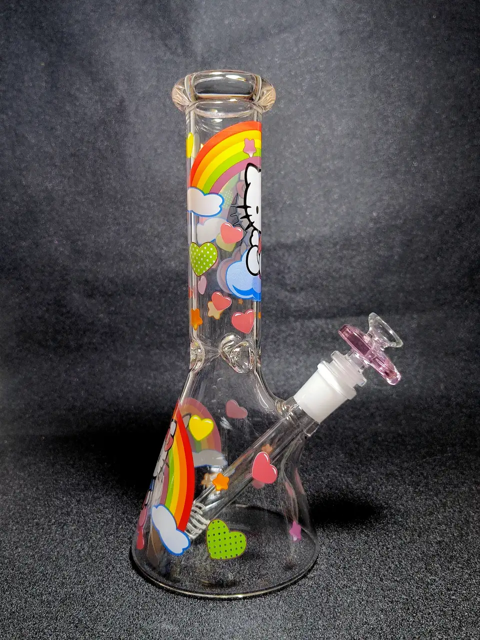 Hello Kitty Sanrio Rainbow Cloud Heart Beaker Glass Bong