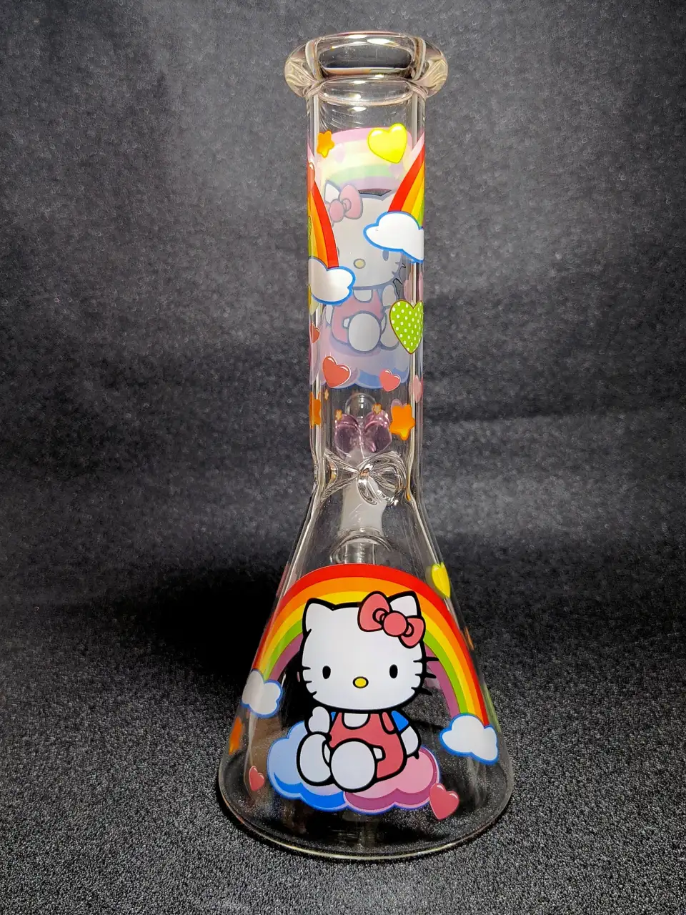 Hello Kitty Sanrio Rainbow Cloud Heart Beaker Glass Bong