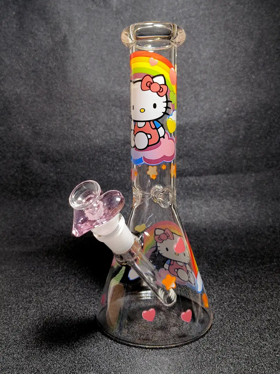 Hello Kitty Sanrio Rainbow Cloud Heart Beaker Glass Bong