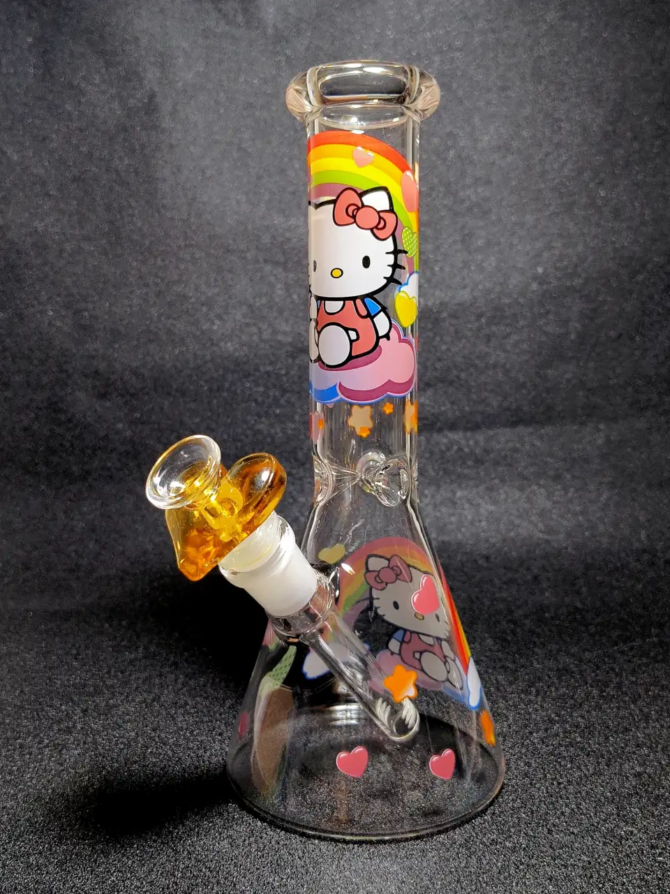 Hello Kitty Sanrio Rainbow Cloud Heart Beaker Glass Bong