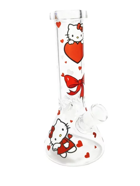 8″ Hello Kitty Red Hearts Beaker Glass Bong 8" Hello Kitty Red Hearts Beaker Glass Bong