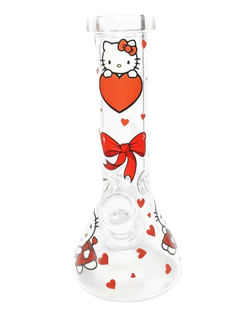 8" Hello Kitty Red Hearts Beaker Glass Bong