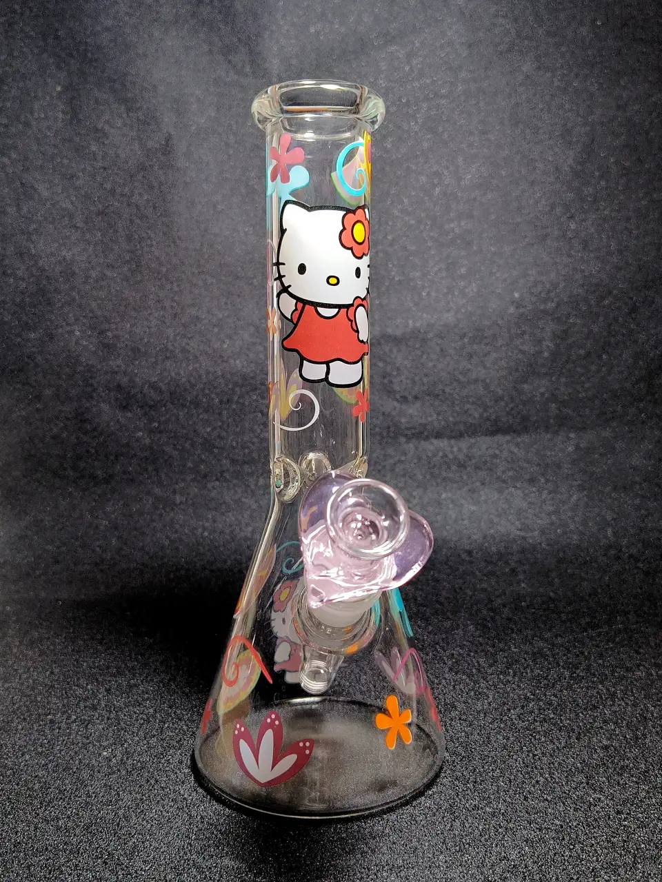 Hello Kitty Sanrio Retro Sweet Pop Art Flower Heart Beaker Glass Bong