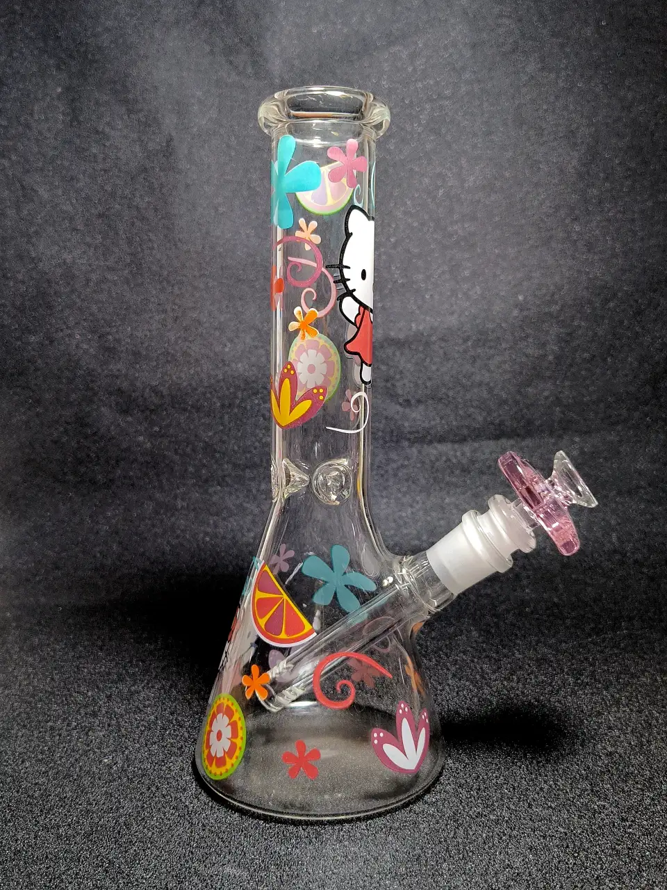 Hello Kitty Sanrio Retro Sweet Pop Art Flower Heart Beaker Glass Bong