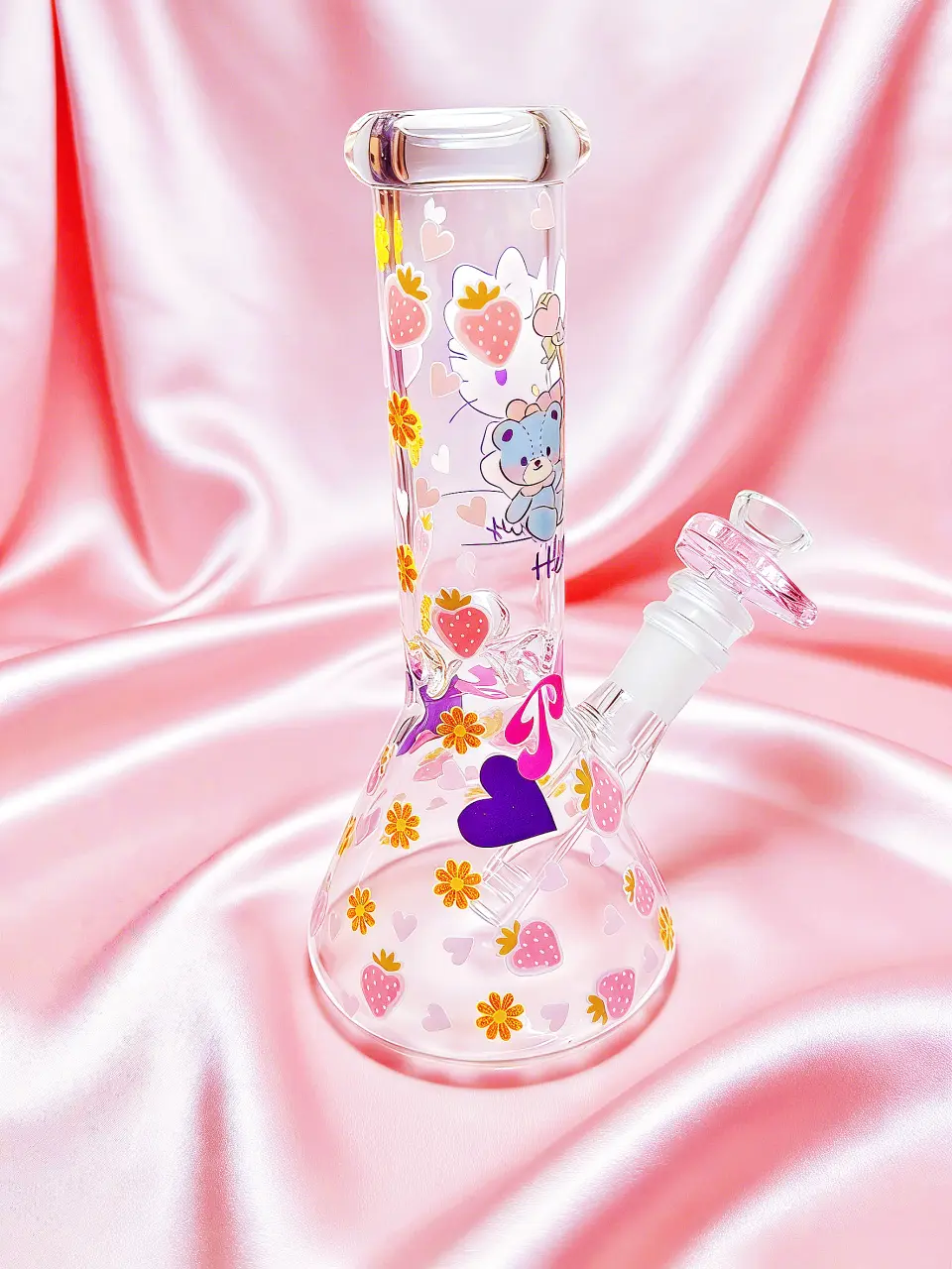 8" Hello Kitty Strawberry Party Beaker Glass Bong