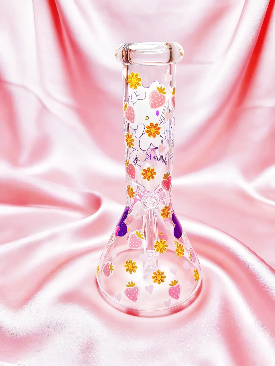 8" Hello Kitty Strawberry Party Beaker Glass Bong