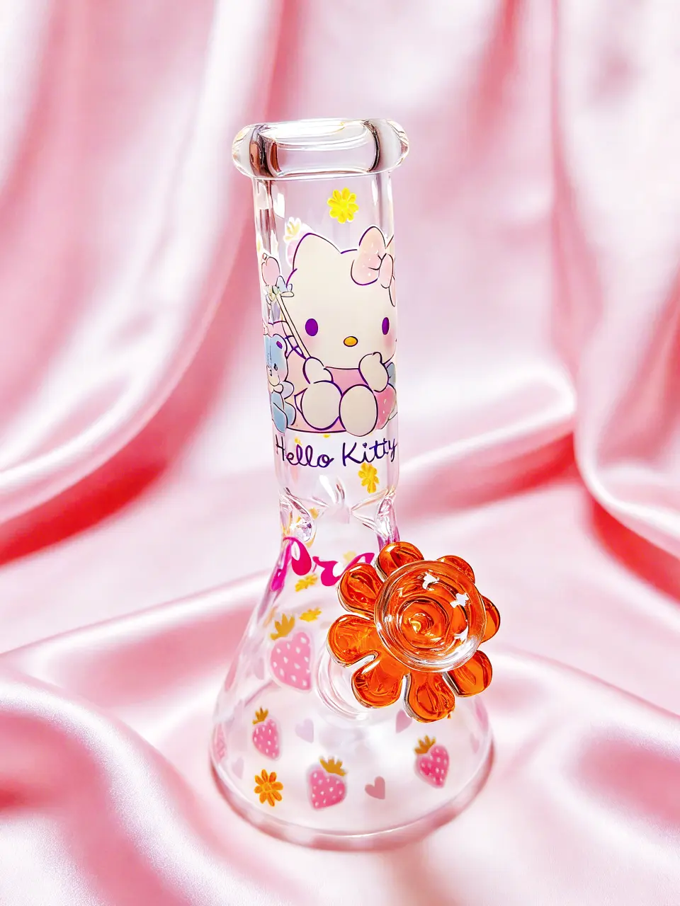 8" Hello Kitty Strawberry Party Beaker Glass Bong