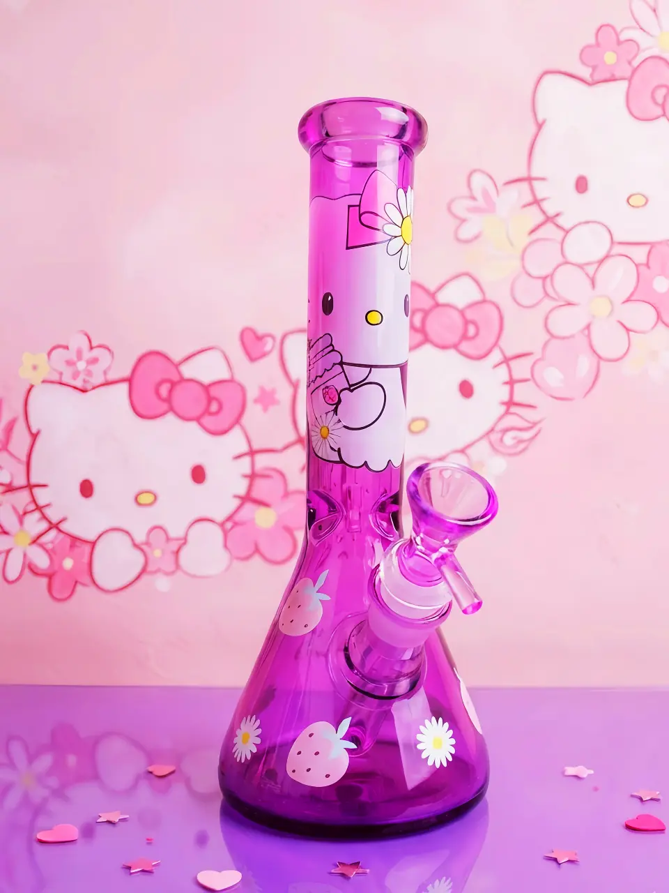 Hello Kitty Strawberry Daisy Purple Glass Bong | Purple Dream Garden