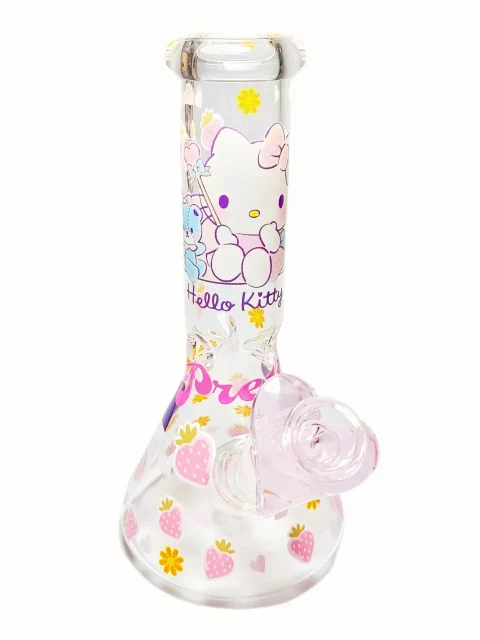 8" Hello Kitty Strawberry Party Beaker Glass Bong