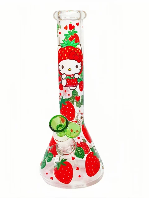 10" Hello Kitty Strawberry Sweet & Fun Beaker Glass Bong