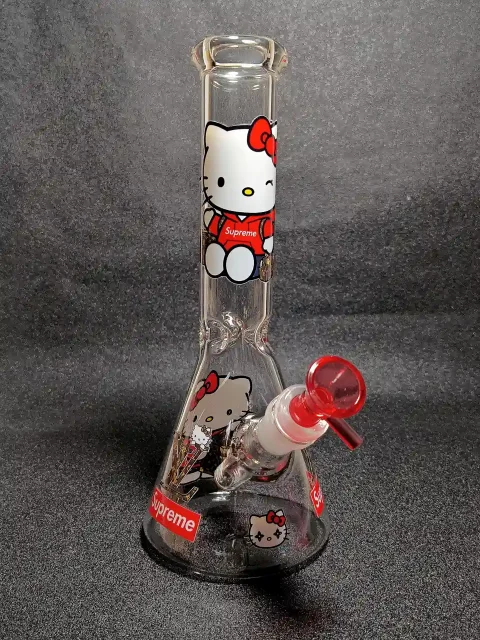 Hello Kitty × Supreme × LV Red Streetwear Beaker Glass Bong
