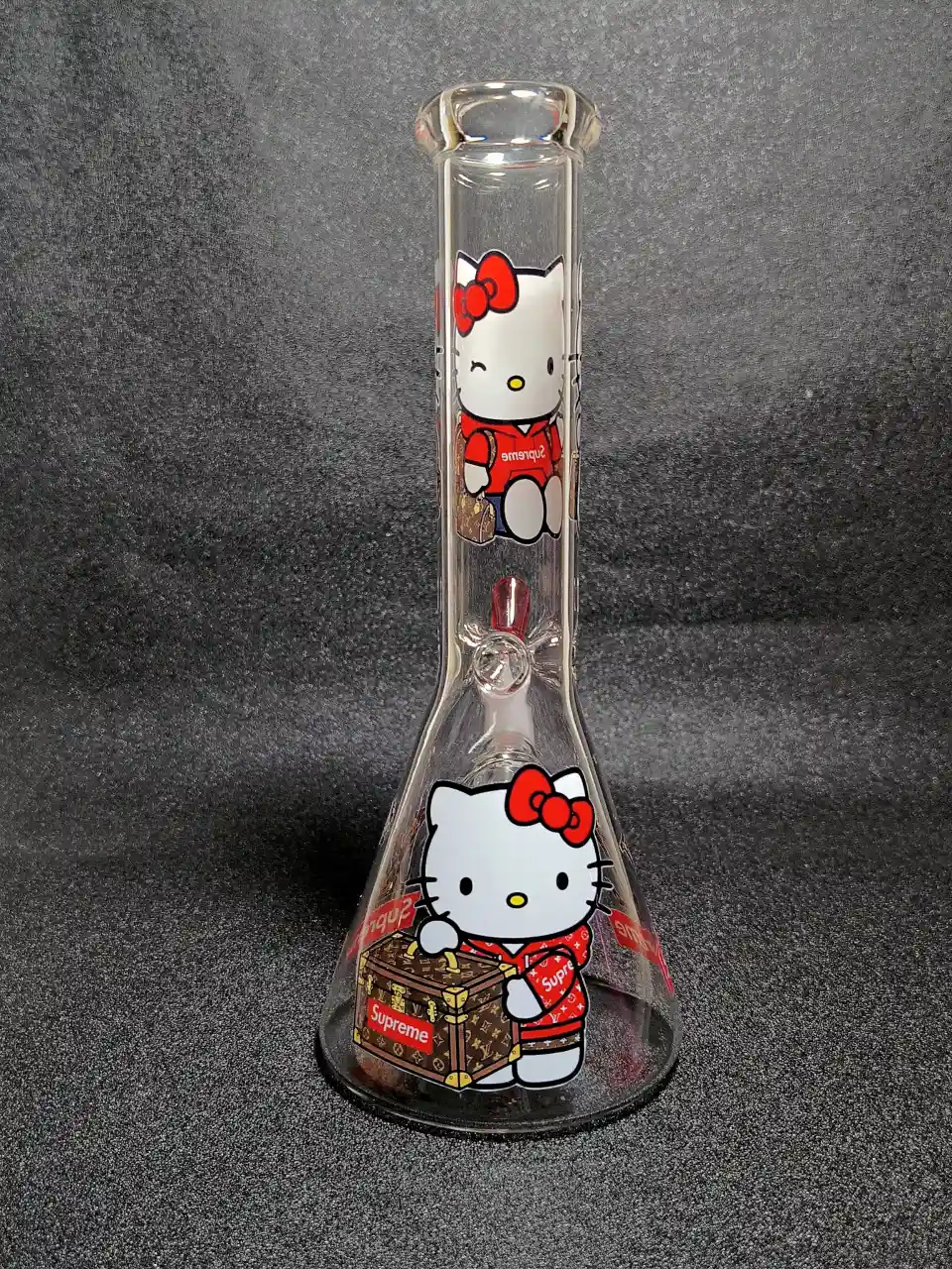 Hello Kitty × Supreme × LV Red Streetwear Beaker Glass Bong