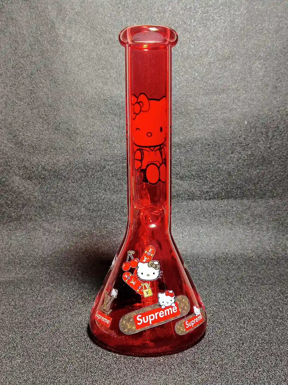 10" Hello Kitty Supreme Red Hoodie Ruby Monogram Beaker Glass Bong