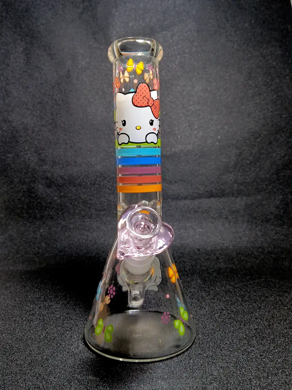 Hello Kitty Sweet Rainbow Butterfly Beaker Glass Bong