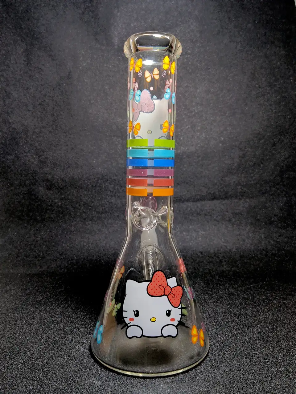 Hello Kitty Sweet Rainbow Butterfly Beaker Glass Bong