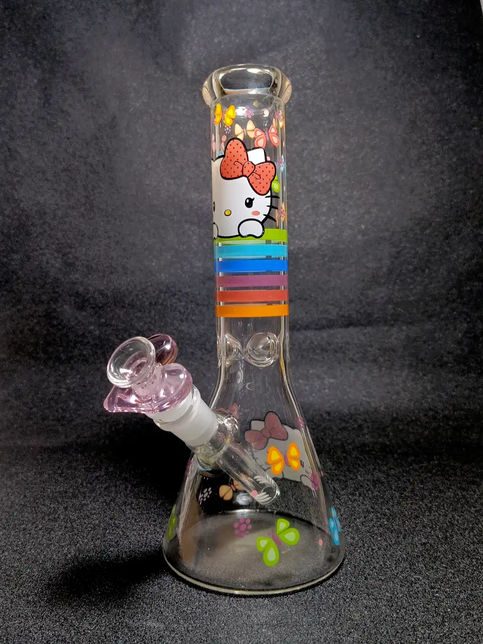 Hello Kitty Sweet Rainbow Butterfly Beaker Glass Bong