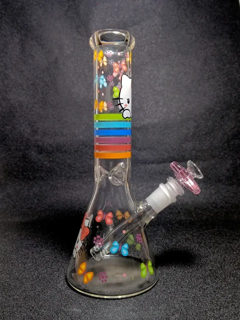Hello Kitty Sweet Rainbow Butterfly Beaker Glass Bong Hello Kitty Sweet Rainbow Butterfly Beaker Glass Bong