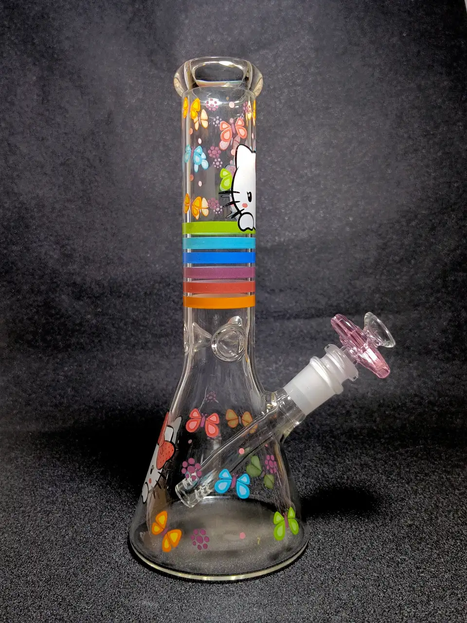 Hello Kitty Sweet Rainbow Butterfly Beaker Glass Bong