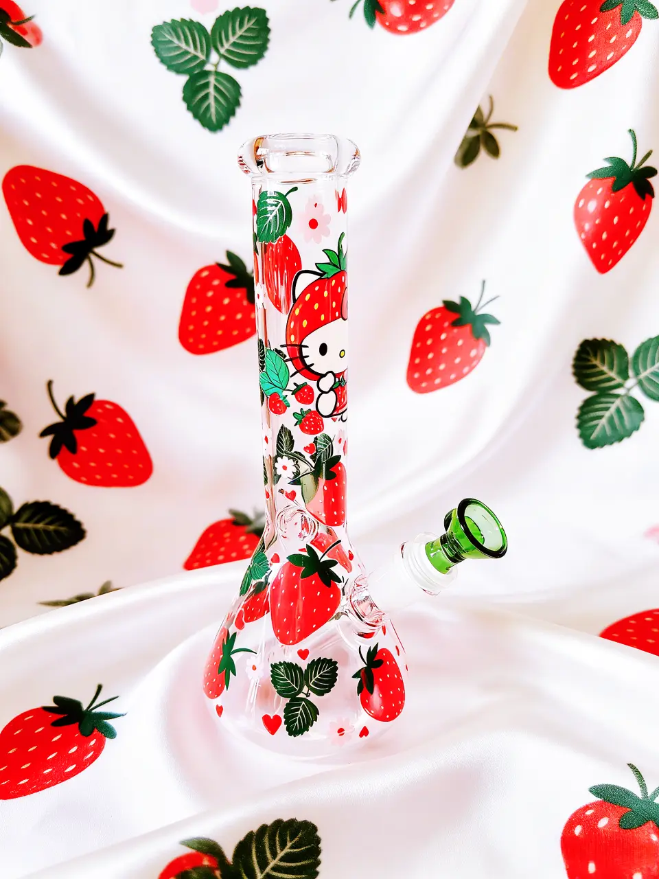 10" Hello Kitty Strawberry Sweet & Fun Beaker Glass Bong