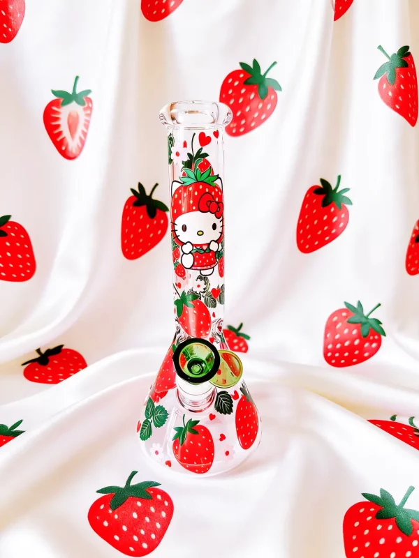 10" Hello Kitty Strawberry Sweet & Fun Beaker Glass Bong