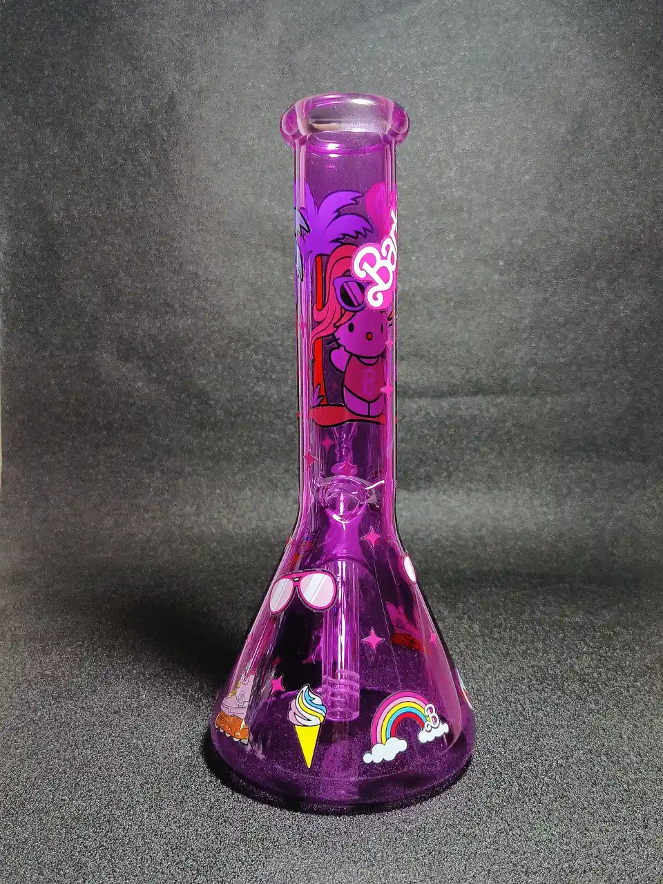 Hello Kitty x Barbie Summer Beach Vacation Purple Beaker Glass Bong