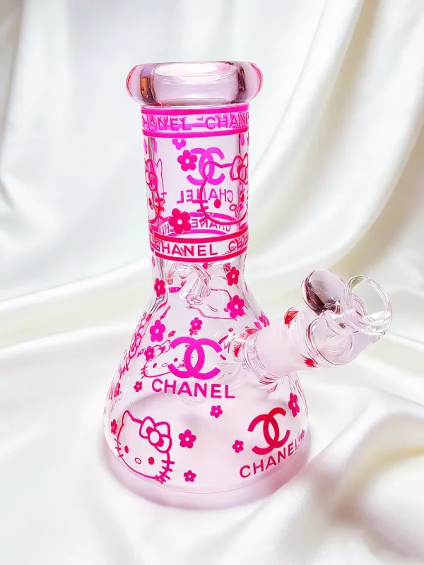 8" 5mm Hello Kitty x Chanel Pink Beaker Glass Bong