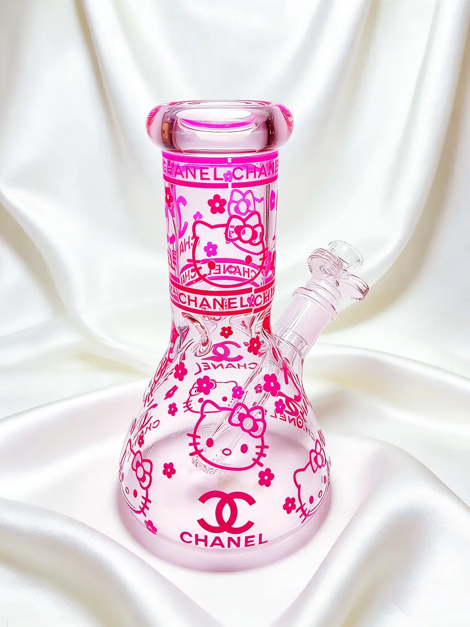 8" 5mm Hello Kitty x Chanel Pink Beaker Glass Bong
