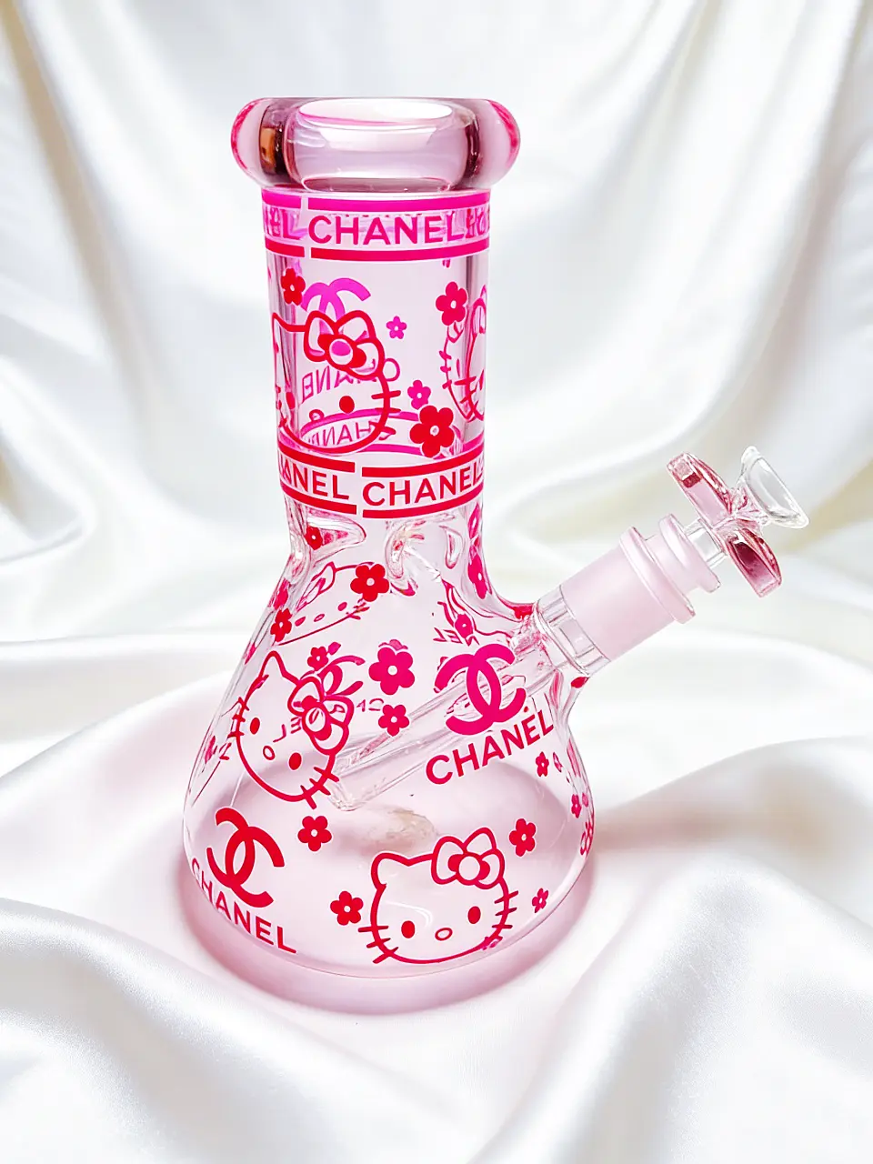 8" 5mm Hello Kitty x Chanel Pink Beaker Glass Bong