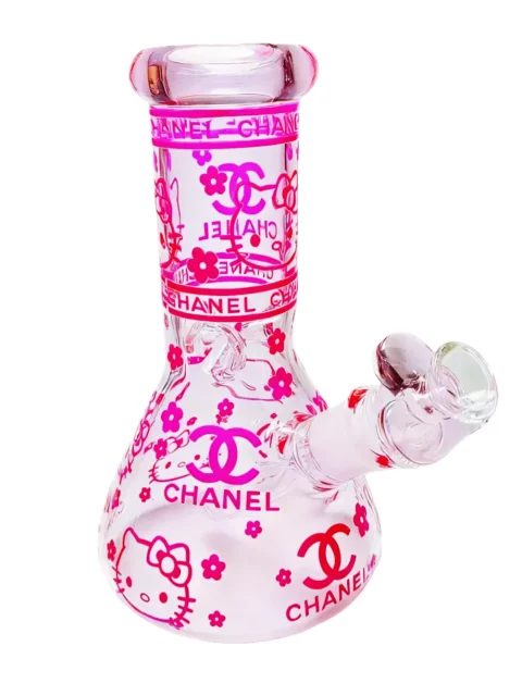 8″ 5mm Hello Kitty x Chanel Pink Beaker Glass Bong