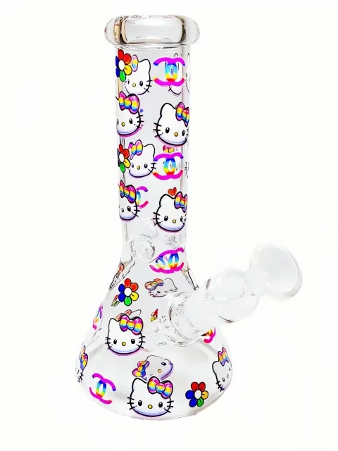 8" Hello Kitty x Chanel Rainbow Beaker Glass Bong