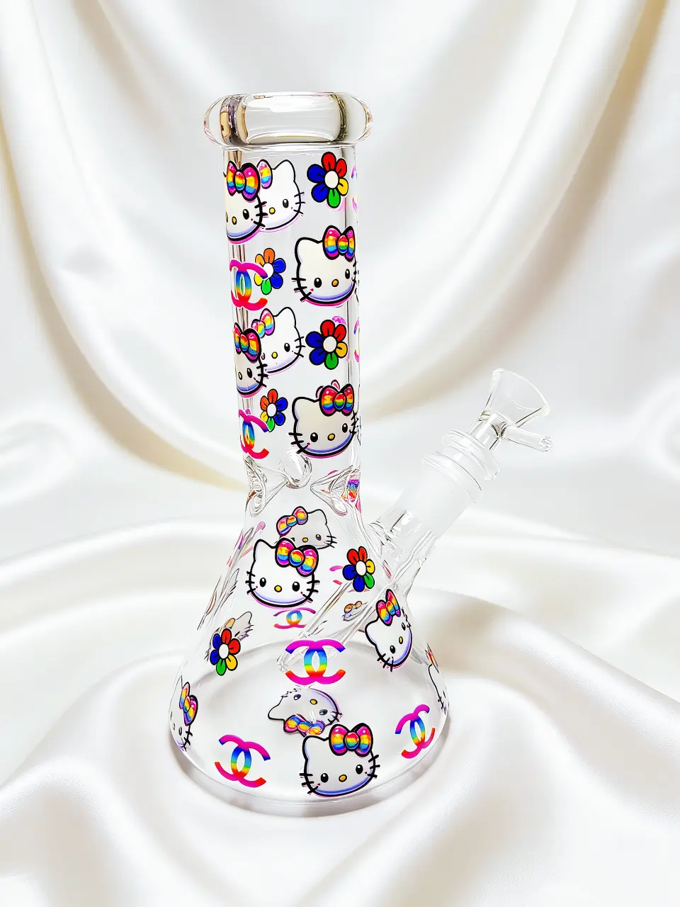 8" Hello Kitty x Chanel Rainbow Beaker Glass Bong